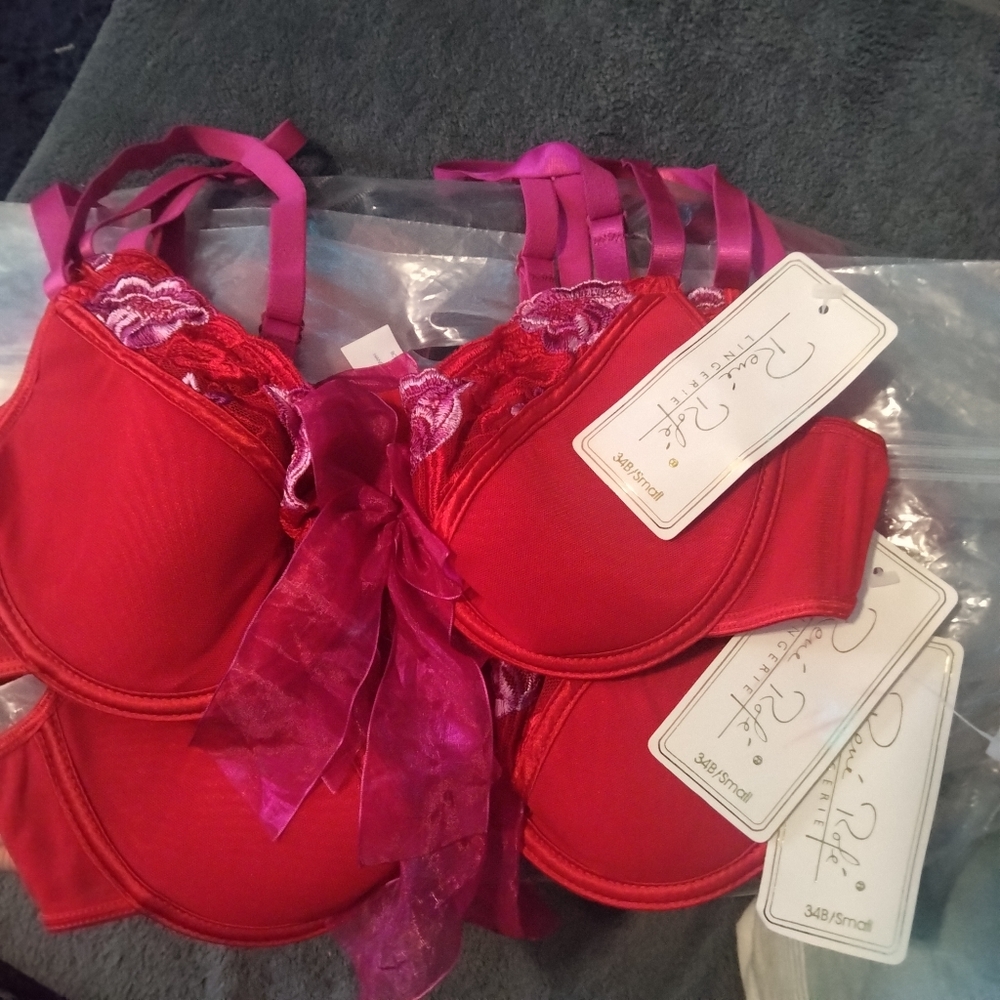 Rene Rofe Red Lace Bra